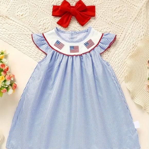 New Embroidered Flag Dress & Headband - Picture 6 of 6
